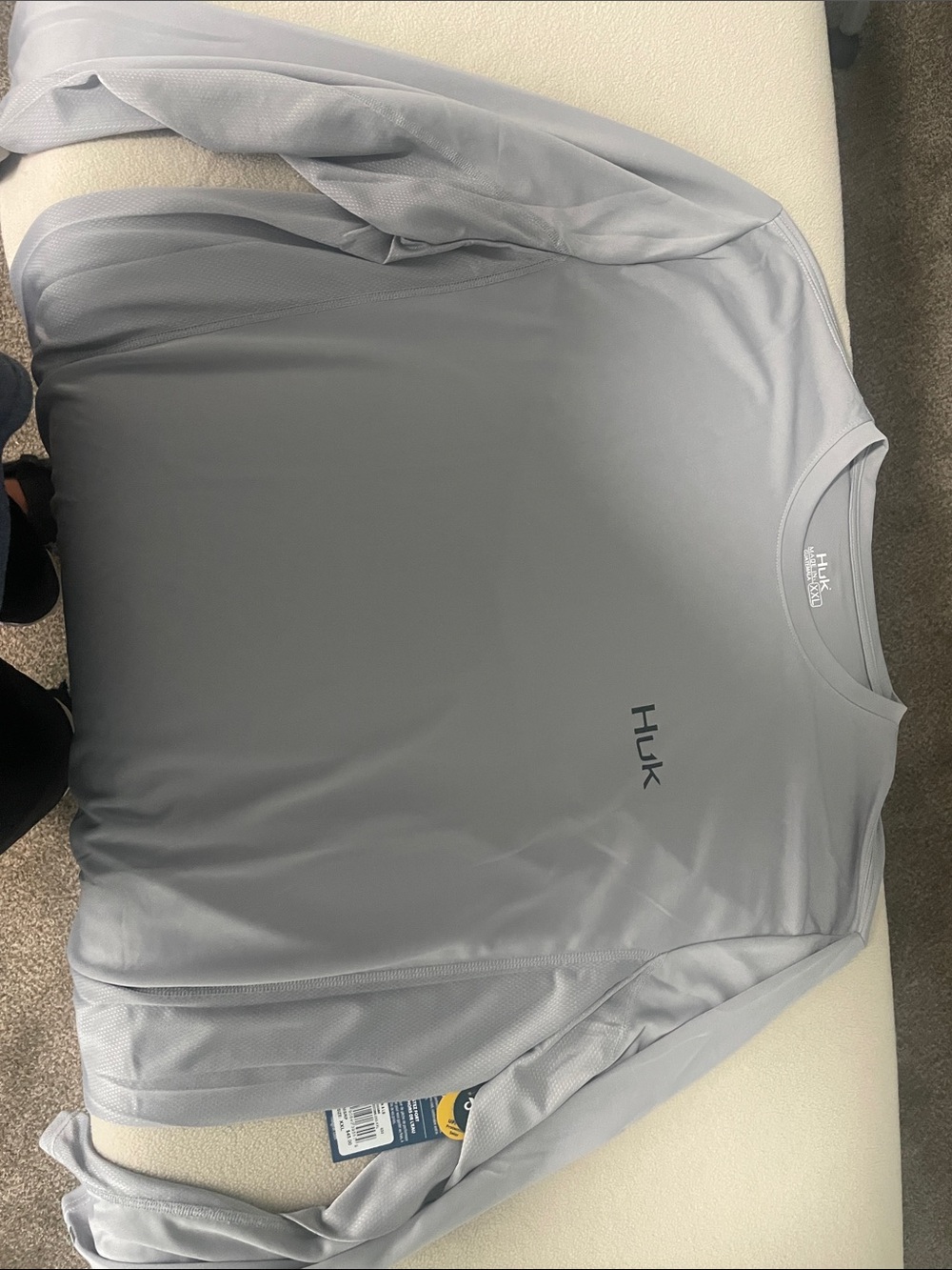 Huk Light Gray Performance Long Sleeve Fishing Shirt